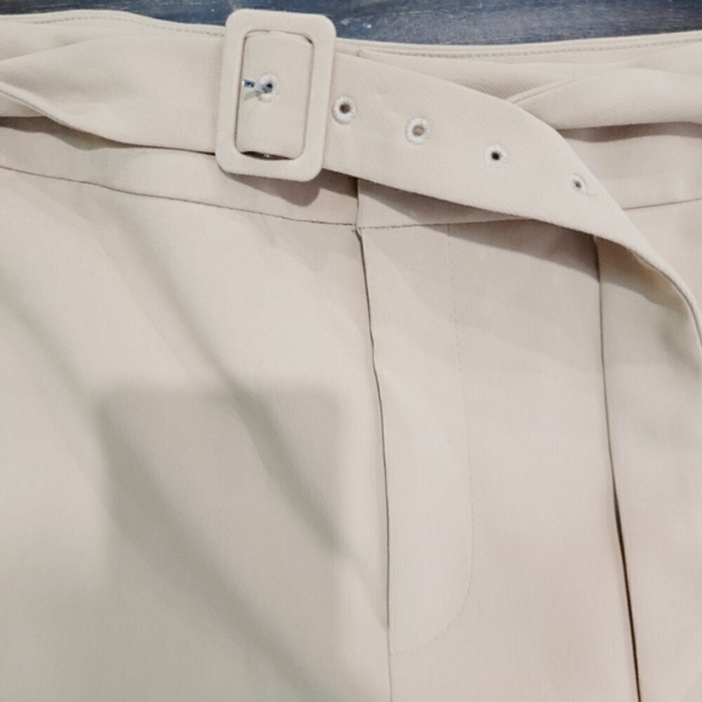 Torrid belted straight leg trouser pant woven beige - Picture 5 of 10